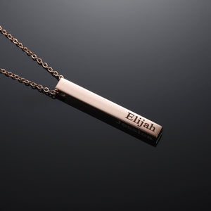 Engraved 3D Bar Necklace - I Spy Jewelry